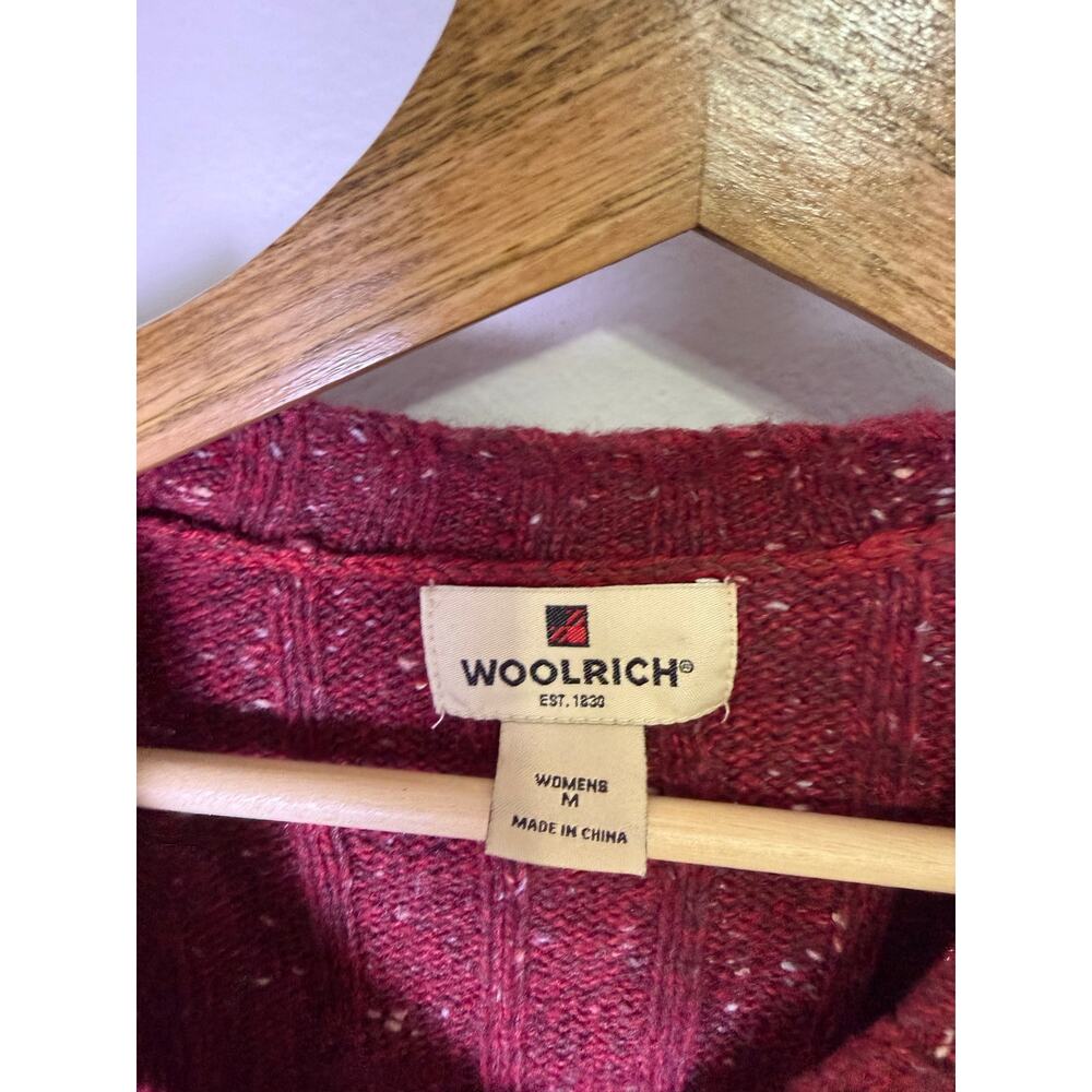 Woolrich Ruby Heather Knit Sweater Womens Medium Speckled Henley Pullover - Picture 2 of 5